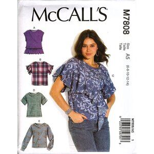 McCall's M7808 Misses 6 to 14 Easy Embellished Tops Uncut Sewing Pattern New